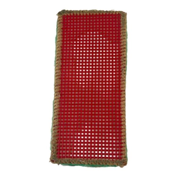 Handmade Plastic Canvas Red House Napkin Holder Country Cottage Core Boho Kitsch - Picture 5 of 9